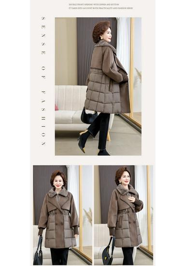 Elegant Women's Winter Fur-Lined Cotton Jacket: Fashionable, Thickened, Waist-Cinched, Slimming Design