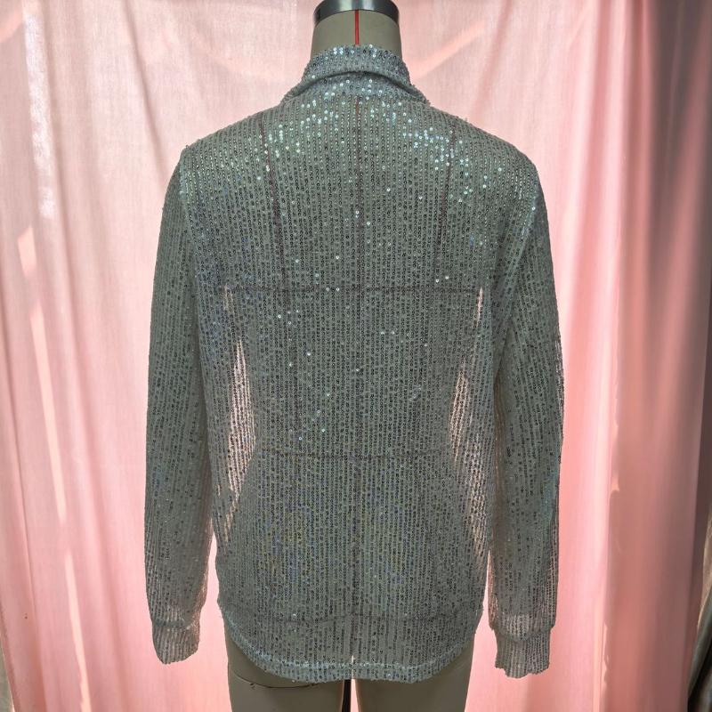 Spring Solid Long Sleeve Sequin Casual Shirts Women Fashion Street Turn Down Collar Loose Women's Blouses Summer Tops Elegant Button Up Shirt 26491