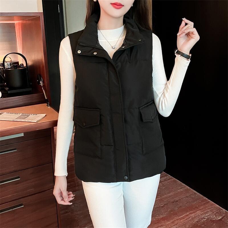 

Женский короткий пухово-хлопковый жилет с подкладкой на осень/зиму, больших размеров, свободный и универсальный жилет, верхняя одежда 2XL