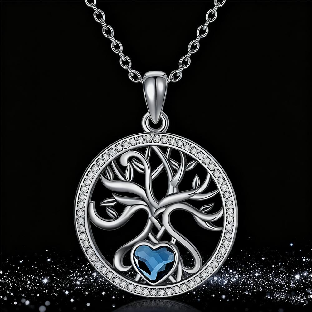 Female Tree Of Life Pendant Necklace Vintage Silver Color Wedding Jewelry For Women