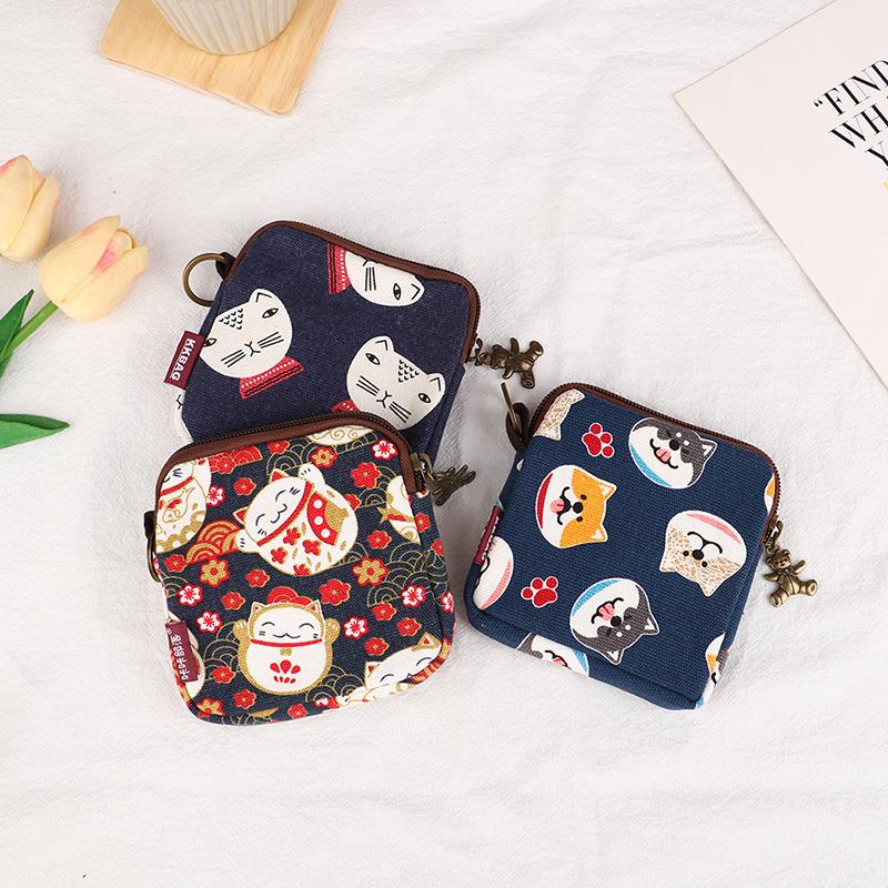 1Pc Retro Mini Bag Women Coin Purses Cute Cartoon Short Wallet Purse Card Bag