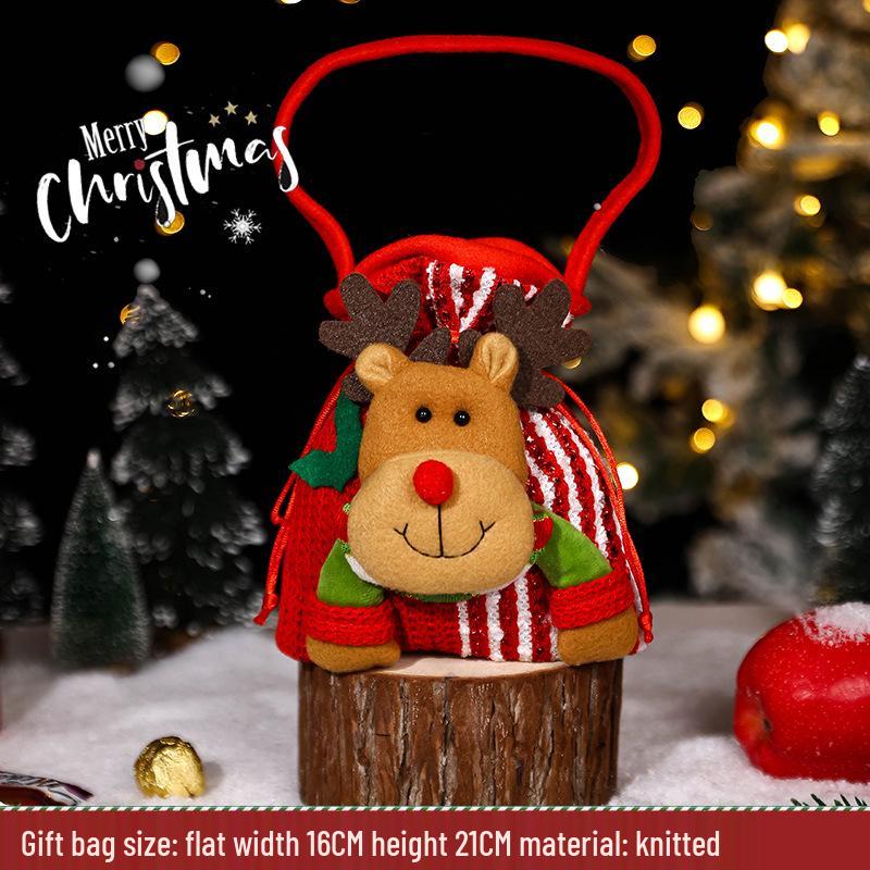 Three-Dimensional Santa Claus Burlap Backpack Candy Bag - Large Christmas Gift Decoration