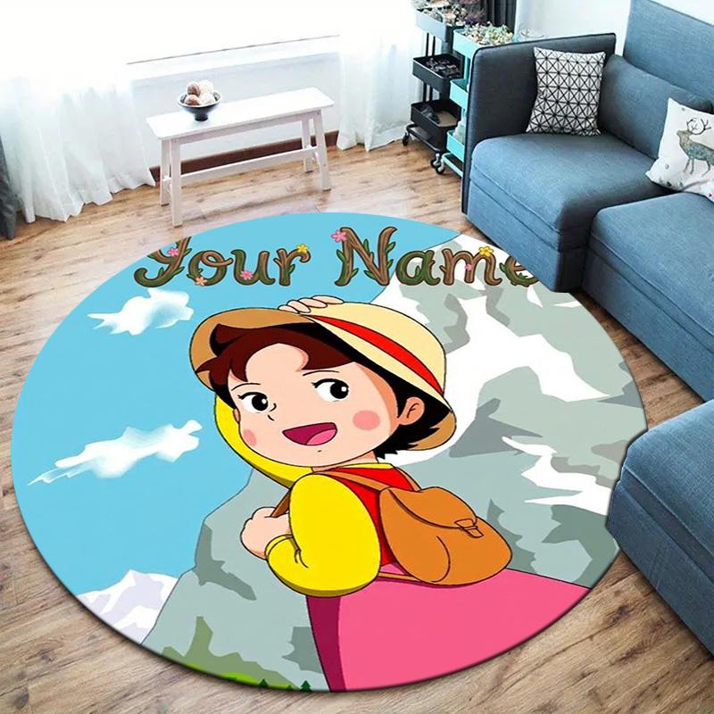 Autumn Harvest Journey Custom Name Round Area Rug Carpet Rug For Living Room Bedroom Sofa Playroom Decor Nonslip Floor Mat