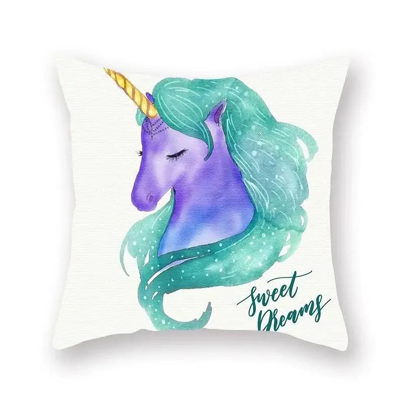 Einhorn-Print Kissenbezug Partydekoration Geburtstag Pfirsichhaut Kissenbezug