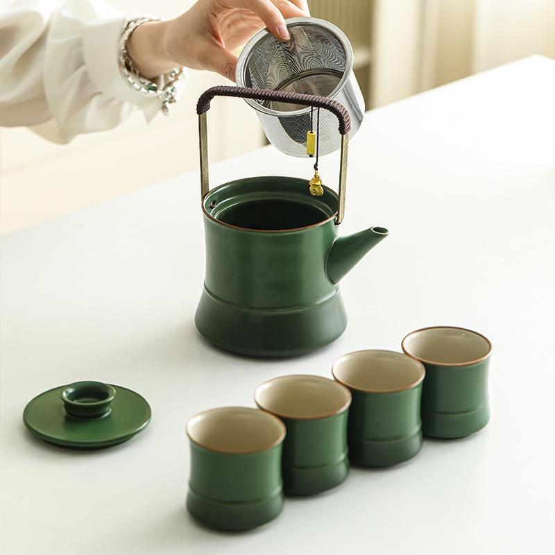 Tea Ceremony Guanzhu Beam Pot Tea Set High-end Birthday Gifts for Elders, Leaders, Men and Women