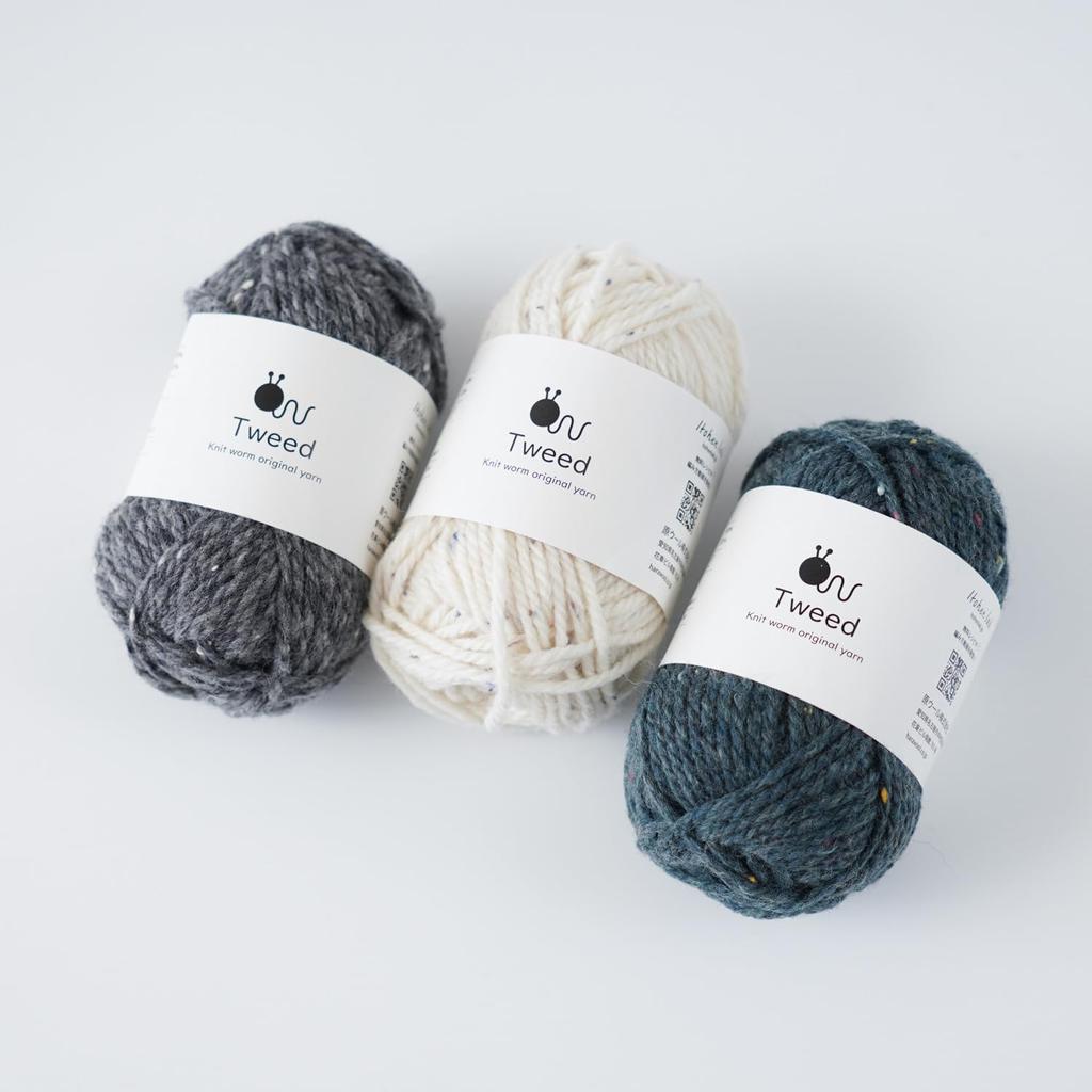 Knitworm Extra 30g 6 Balls of Raw Wool All Colors Tweed, Heavyweight, (50m), Yarn,