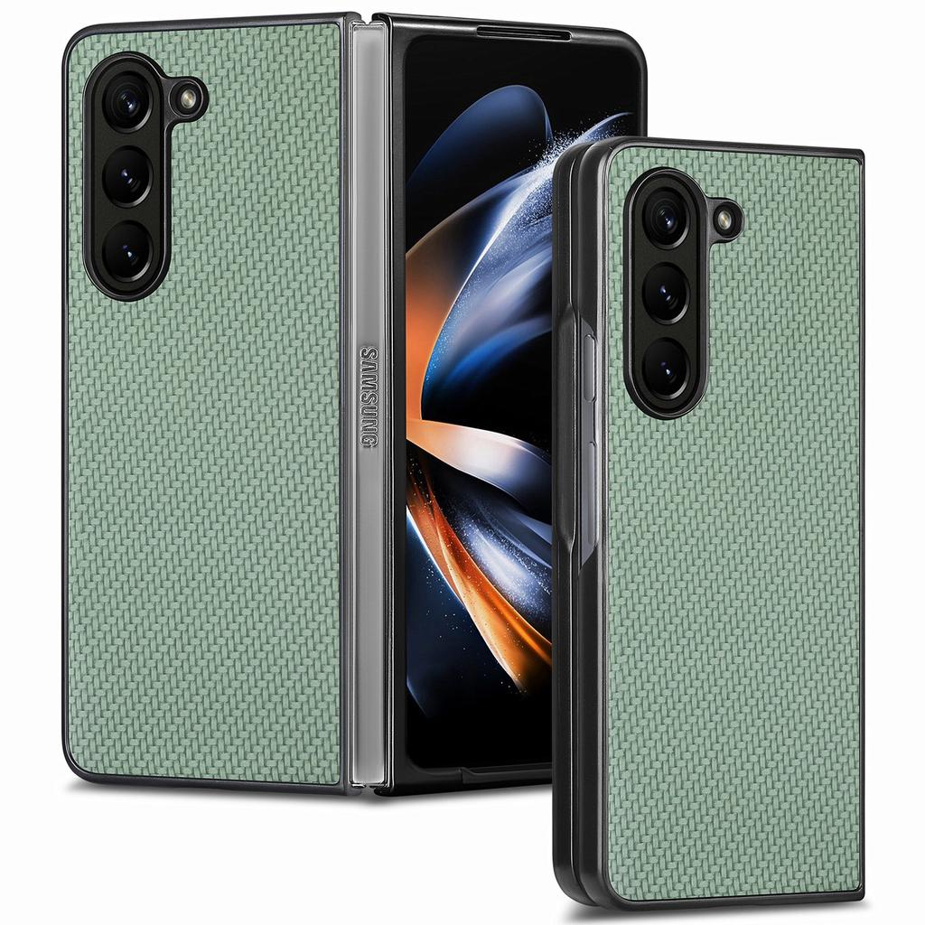 For Samsung Galaxy Z Fold6 5G Case Carbon Fiber Texture Leather Back Cover Anti-Slip
