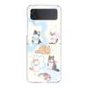 Transparent Phone Case For Samsung Galaxy Z Flip 3 4 5 6 7 Hard Folding PC Z Flip3 Flip4 Cover Protector Cat Fishing