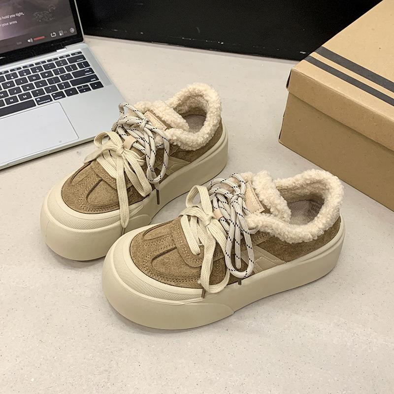 

Ретро бархатные повседневные кеды женские 2025 осень и зима новые уродливо милые большеголовые на шнуровке повседневные спортивные туфли для моральной подготовки хлопковые туфли 40 хаки