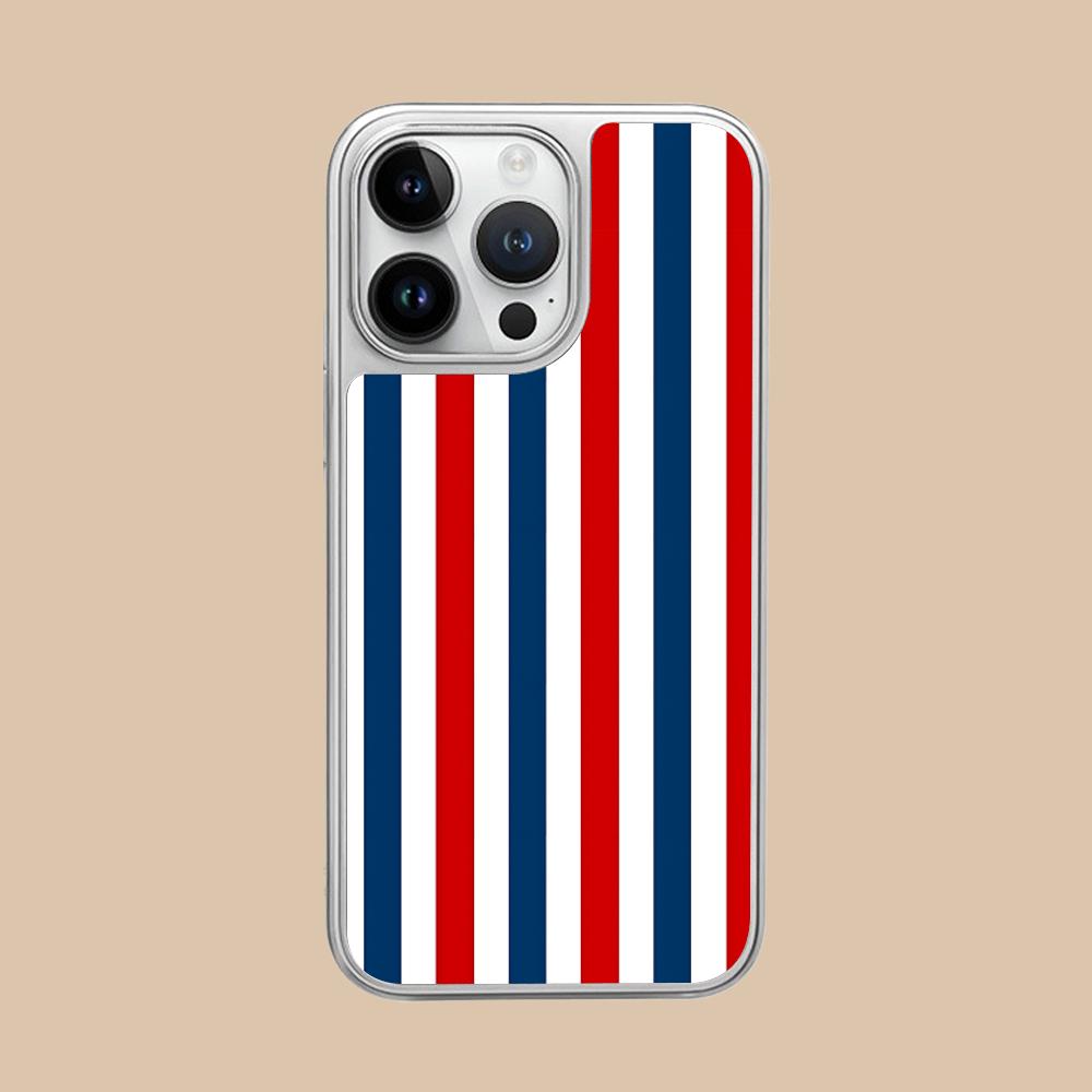 Red Blue Stripe Mobile Phone Case for iPhone 17 16 15 14 13 12 11 Air Pro Max Plus Silver Plating Colorful Cover Luxury Pretty