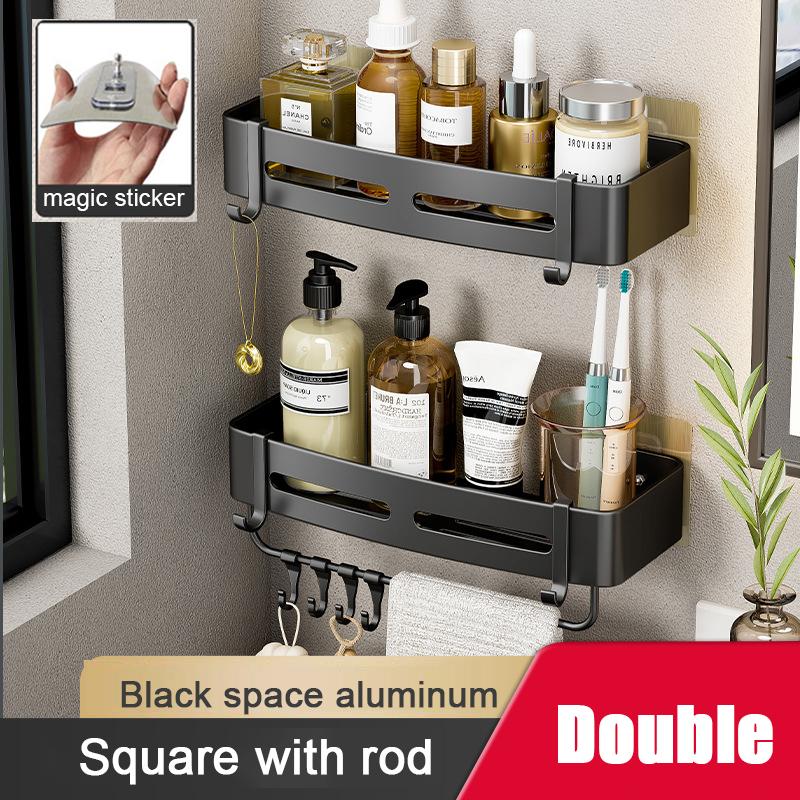 Bathroom Shelf Space Aluminum Shampoo Rack Makeup Storage Organizer Toilet Corner Wall Mounted Shower Shelf Bathroom Accessories