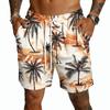 Men's Casual Quick Dry Drawstring Shorts with Hawaiian Print, Lightweight 5-Inch Inseam for Summer