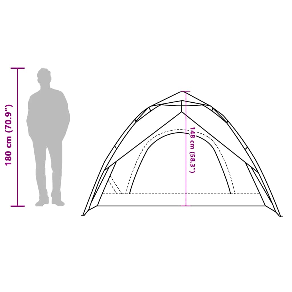 Dome Camping Tent for 3 Persons White Blackout Quick Release