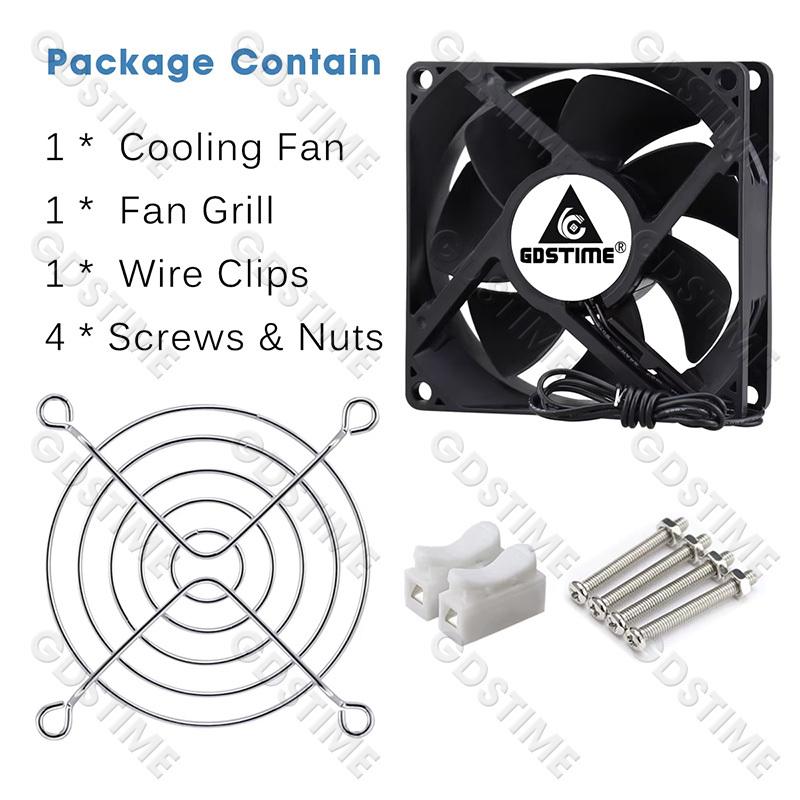 1Pcs 60mm 80mm 90m 120mm AC 110V 220V 240V 3 inch Dual Ball Plastic Universal Cooling Cooler PC CPU Fans Airflow For Computers