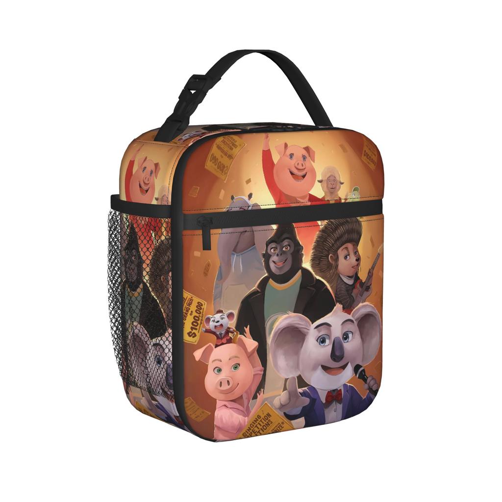 Sing Movie Characters Lunch Bag Funny Lunch Box Travel Portable Thermal Lunch Bags For Women Oxford Print Cooler Bag