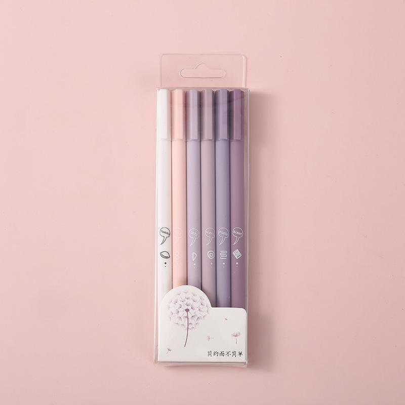 

6pcs/set Creative Cute Morandi Simple Small Fresh Gel Pen Kawaii Quick Drying Cap Neutral Pen Journal Supplies Stationery