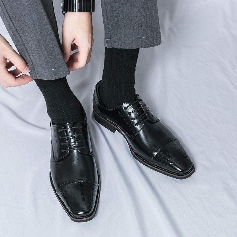 

Мужские коричневые кожаные туфли дерби оксфорды - Дышащие, в стиле business casual, Свадебный стиль 38