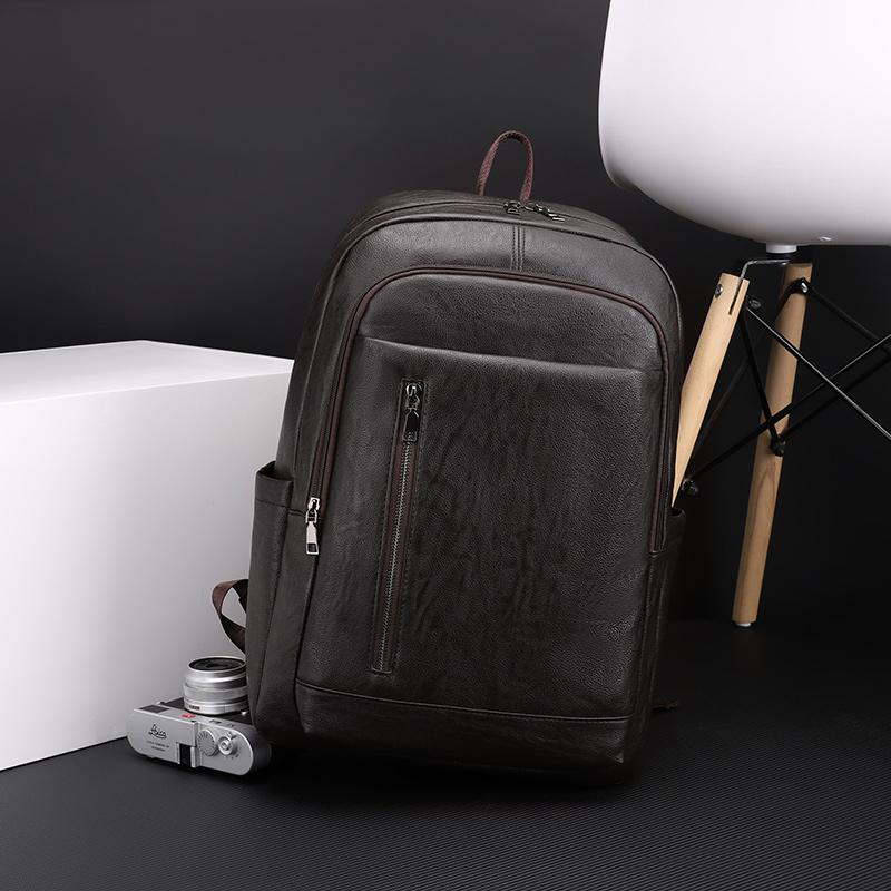 Business PU Backpack Men's Large Capacity Computer Backpack Waterproof Travel Student Schoolbag