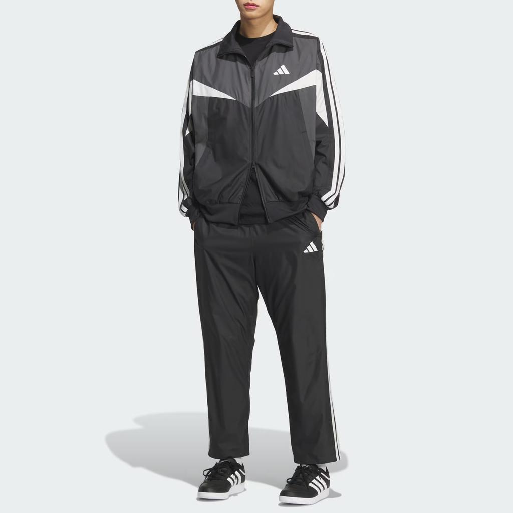 Adidas Essential Windbreaker Loose Striped Mesh Lined Split Hem Casual Pants Men pants KF3680