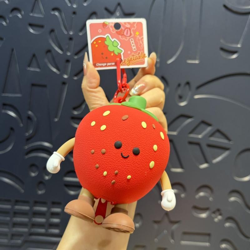 Cartoon Cute Fuits&Vegetables Pvc Portable Coin Purse For Going Out, Headphones, Mini Bag, Backpack Pendant, Gift Toy