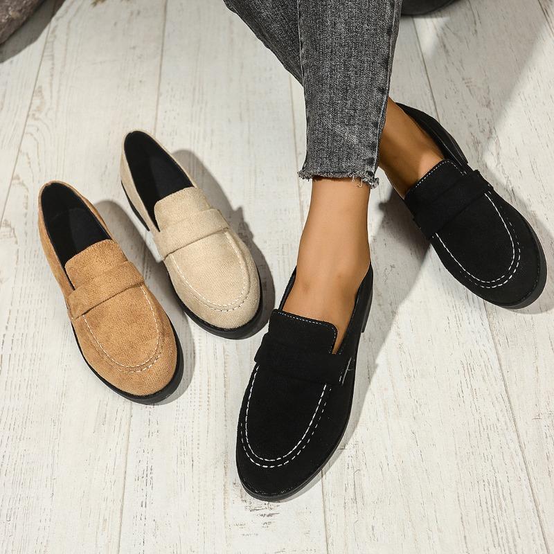 

Модные Универсальные Туфли-лодочки на Низком Каблуке Глубокий Вырез Ретро Стиль Круглый Носок Замшевые Туфли Дуду Повседневные Кожаные Туфли 42