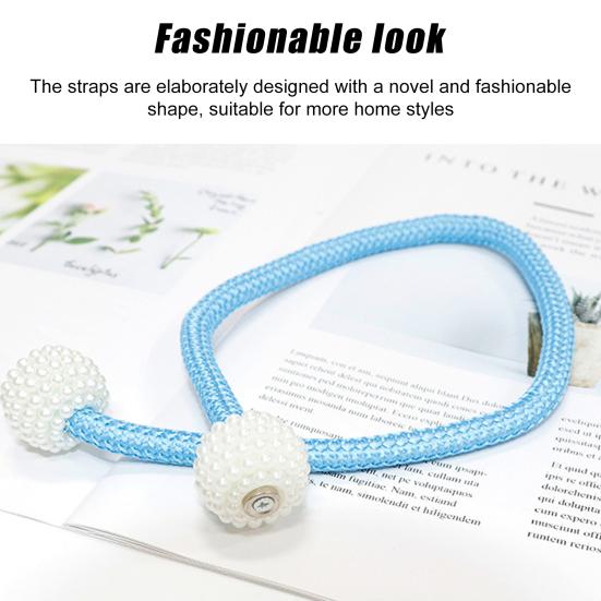 1 Pair Magnetic Curtain Straps Faux Pearls Decor Decorative Braided Ropes Curtain Tiebacks Curtain Accessories