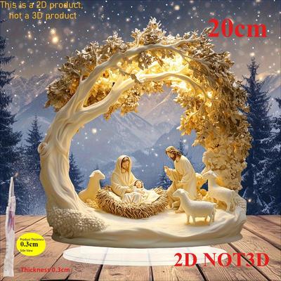 Krippenszene, 2D Flach, Böhmischer Acryl-Tischschmuck, Geeignet für Wohnzimmer, Büro, Geschenke, Weihnachten
