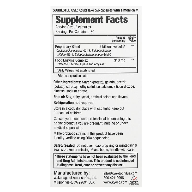 Kyo Dophilus, Enzyme + Probiotic, 60 Capsules
