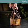 Handmade Spliced Drawstring Pocket with Handle Teapot Bag Rattan Pattern Storage Bag  For Small Cup