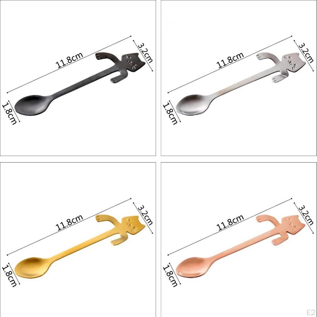 4 Pieces Cat Spoon Coffee Tea Set, Stainless Steel Hanging Cup Teaspoons