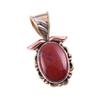 Natural Red Jasper Gemstone 925 Solid Sterling Silver TwoTone Pendant 1.25" r1I61
