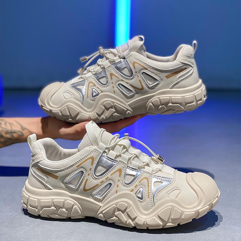 Mens Walking Shoes Leather Soft Comfortable Flat Sports Shoes Outdoor Sports Hiking and Camping Sneakers for Men