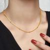 18K Gold Box Chain Necklace with Clip Bead - No Fade, Short, Simple, Versatile Gift for Women