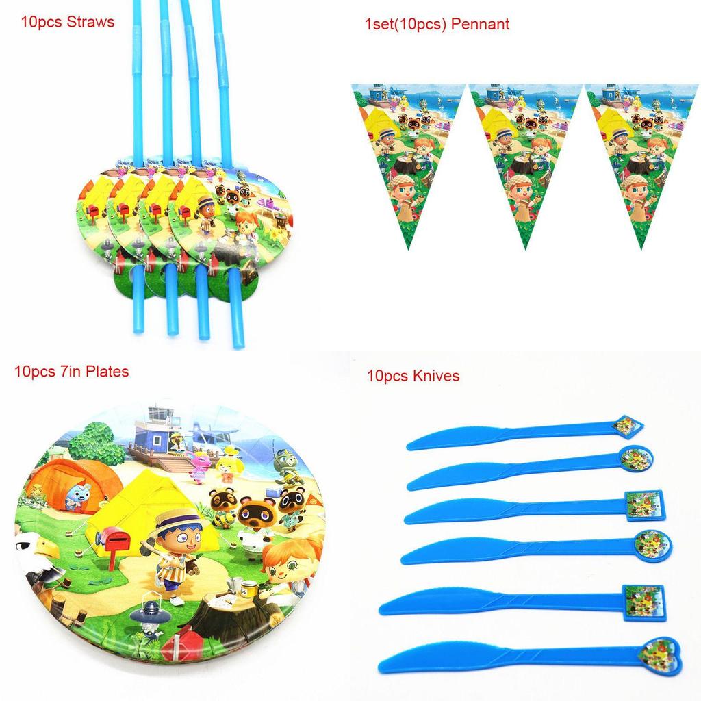 Adorable Animal Crossing Party Supplies For Kids Enhance Birthday Atmosphere With Plates And Tablecloth