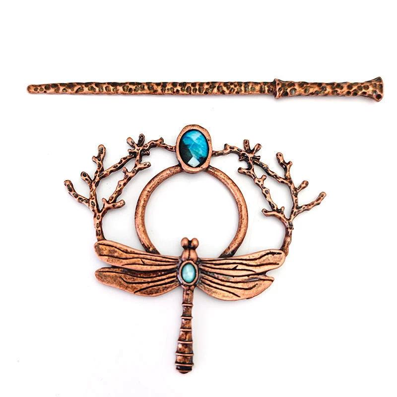 1PC Retro Dragonfly Hairpin Wind Hair Stick Women's Fashion Antique Color Hair Accessories Dress Up Headwear