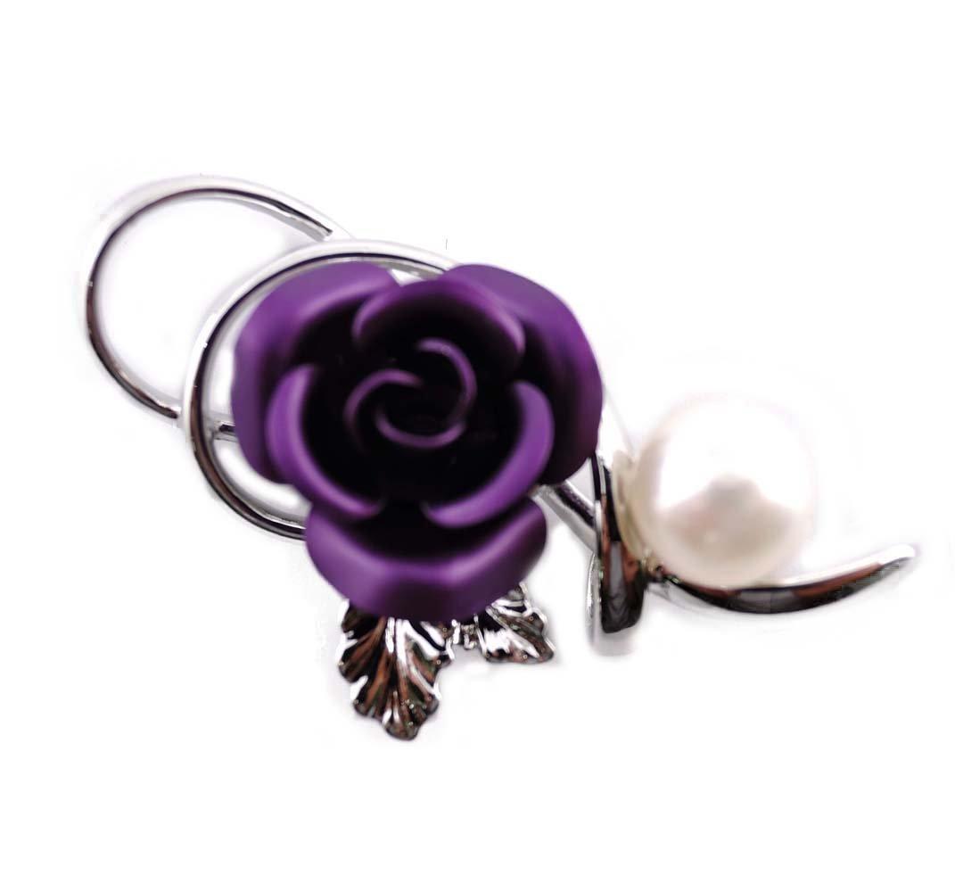 

ISUZU MSJ Tuck Brooch Akoya Rose Colored Petals Leaves Purple 4978-PP фіолетовий