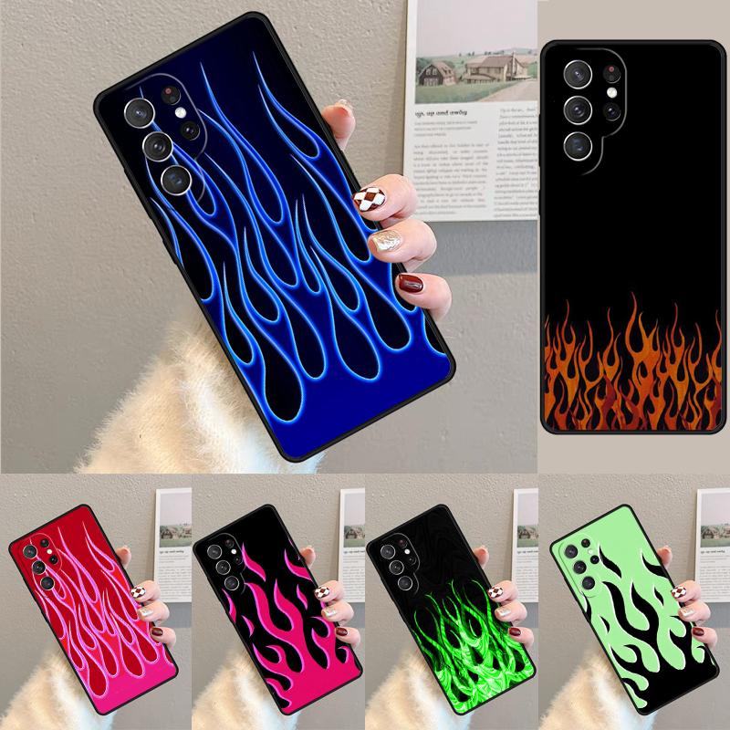 green flame Silicone Phone Case For Samsung Galaxy note 10 pro S26 S25 S24 S23 S22 S21 Plus S25Ultra Capa Cover