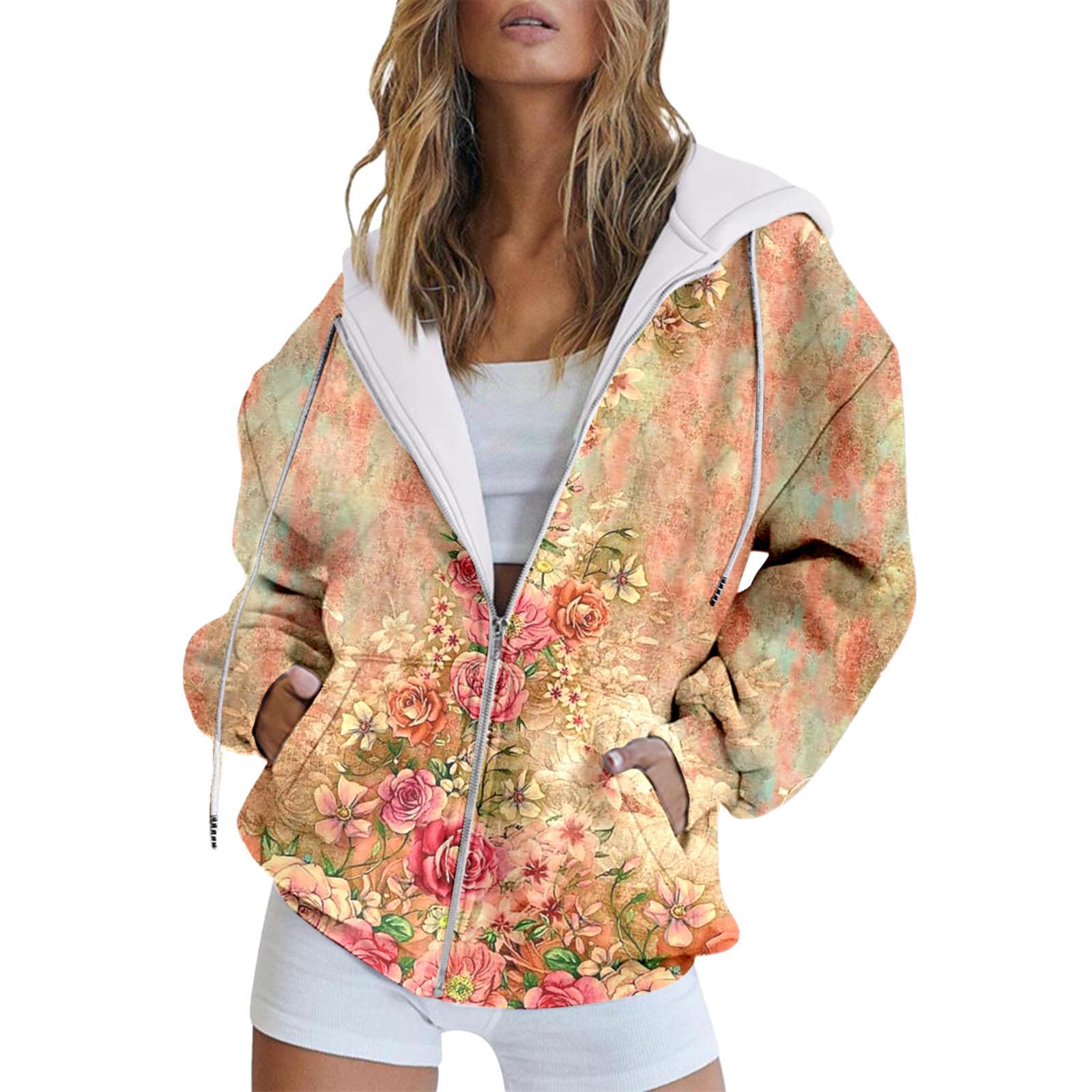 

Карманный цифровой европейский и американский стиль минималистский темперамент, мода на растительные цветы, толстовка с капюшоном на молнии, с длинными рукавамиMC4 6XL