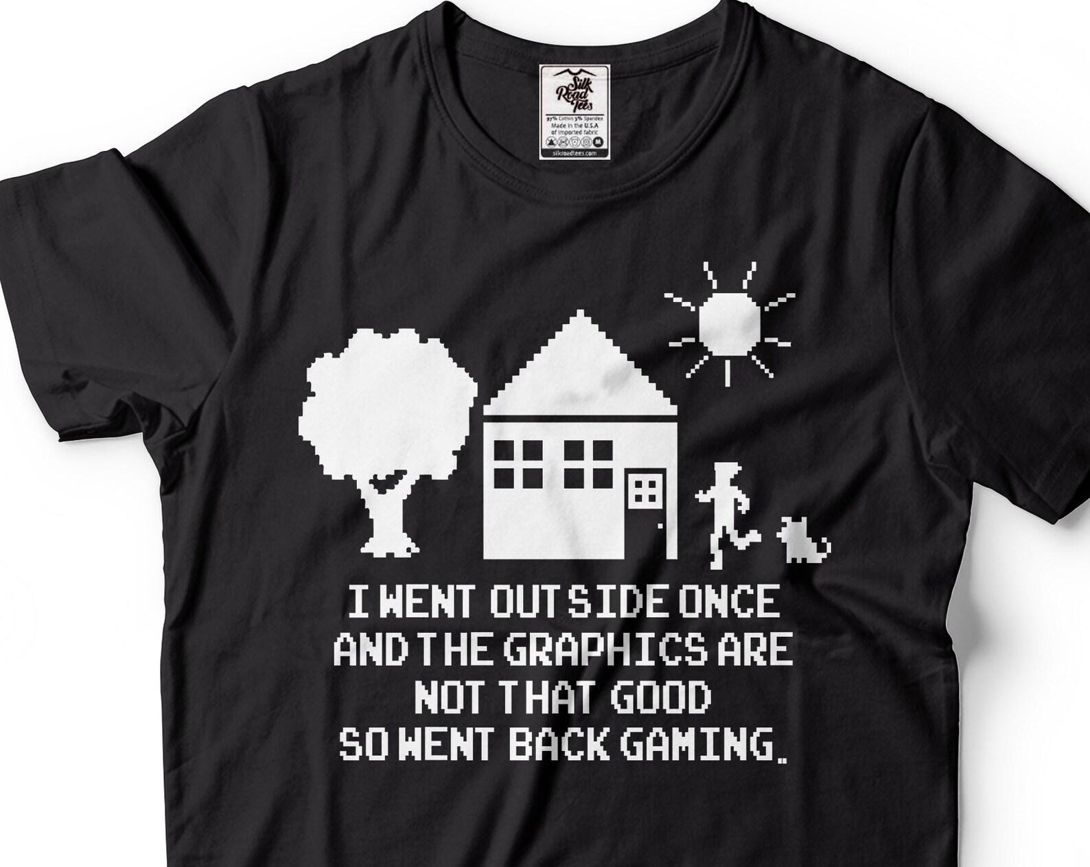 Funny Gamer T-Shirt: I Went Outside Once, Gaming Graphics Tee 3XL