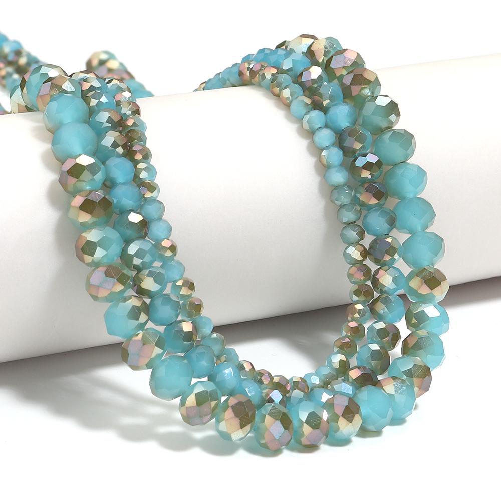 4/6/8mm Faceted Crystal Beads Lake Blue Glass Loose Spacer Beads For Jewelry Making DIY Handmade Bracelet Necklace Accessories