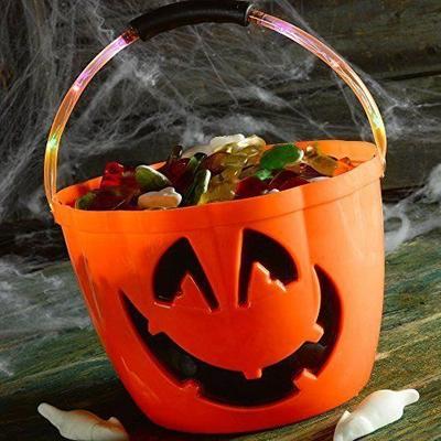 Toy - HEITMANN DECO - 7160 - LED Halloween Bucket - Pumpkin - Orange/black - Child