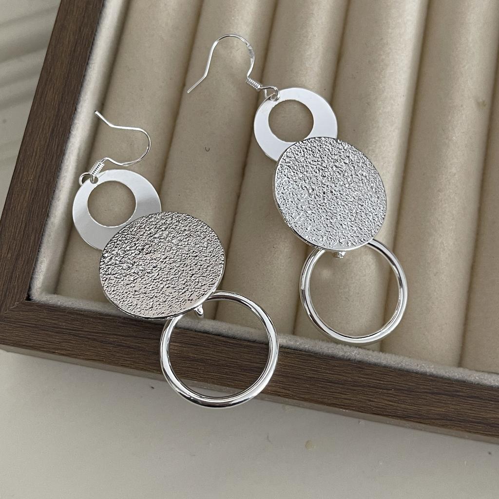 925 Sterling Silver Earrings For Women Trendy Geometric Round Circle Earring Jewelry Prevent Allergy Party Gift Accessories