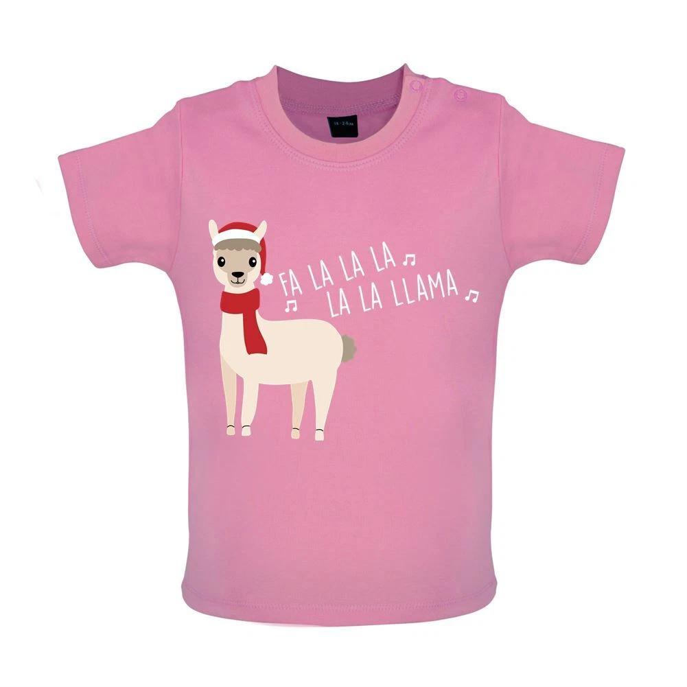 Fa La La La La Llama - Baby T-Shirt / Babygrow - Christmas Xmas Festive Llamas 150