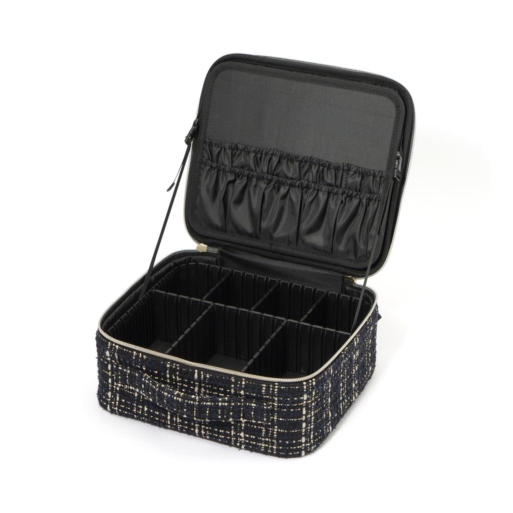 Francfranc Tweed Vanity Makeup Bag In Black
