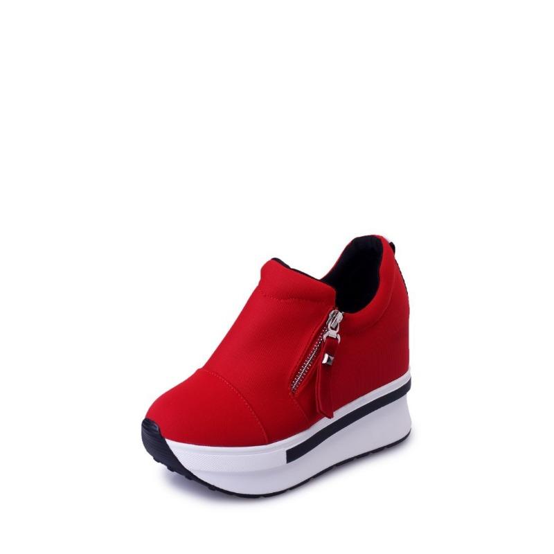 

20 spring and autumn new women s muffin single shoes women s thick-soled inner height-increasing casual sports shoes 35 красный