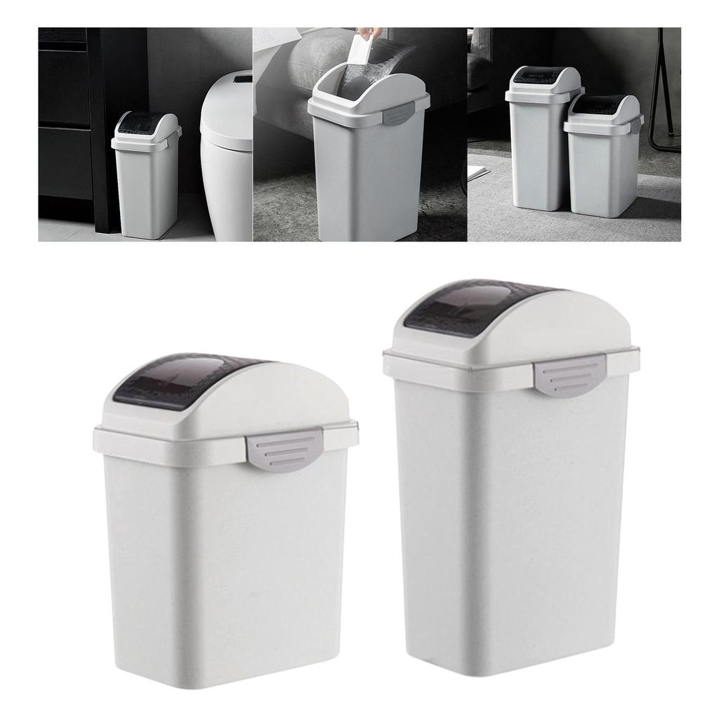 Creative Garbage Can with Shaker Cover Simple Storage Bucket Rubbish Bin Rectangle Wastebasket
