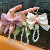 Fashion Large Bowknot Ribbon Pearl Key Chain Women's Multi-color DIY Key Pendant Hanging Ornament Sweet Bag Accessories