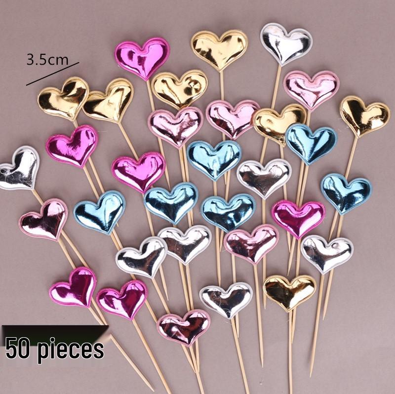 Pink Floral Birthday Cake Toppers: Heart, Bow, Star, Crown, Mesh
