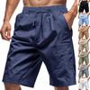 Men's Summer Casual Linen Beach Shorts - Solid Color