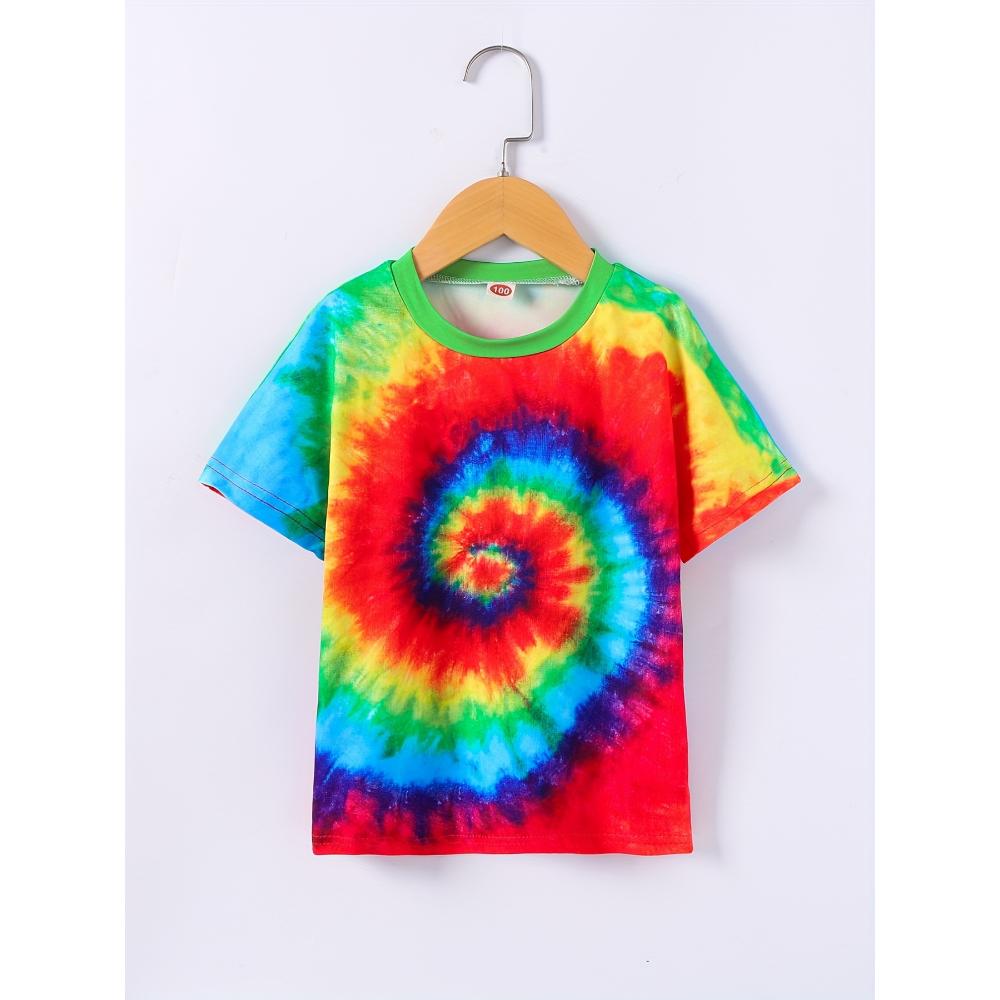 Children's T-shirt Rainbow Tie-Dye 3D Print Kids Clothes Short Sleeve T-Shirt Summer Children Top Round Neck Children's Clothing